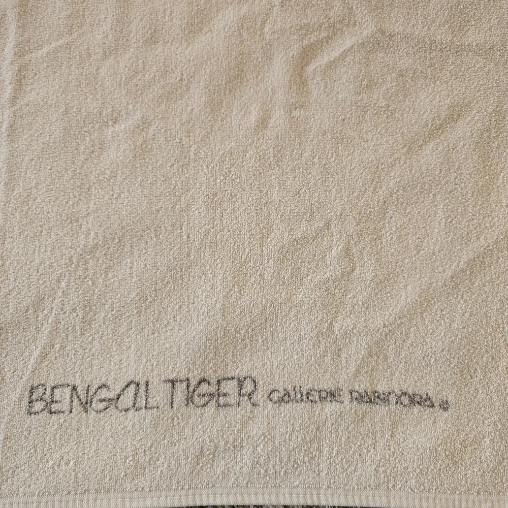 Galerie Pandora Bengal Tiger‎ Beach Towel Cream Black Animal Print Art Vintage